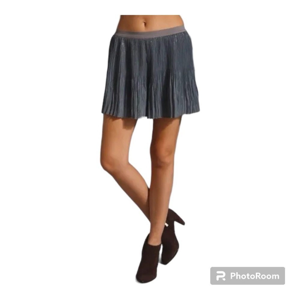 Free People Gray silver dressy pleated mini skirt skort XS $98